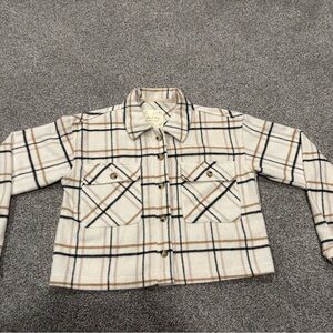 Altar'd State Plaid Jacket in Cream and Brown